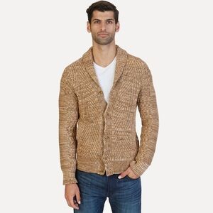 Nautica Men's Mix Knit Cardigan Sweater Shawl Collar Fisherman 2XL